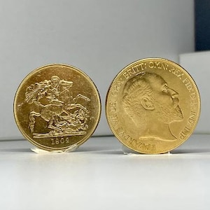 Gold Coin Sovereign gold plated 5 pounds coin King Edward VII British  REPLICA 1pcs not magnetic