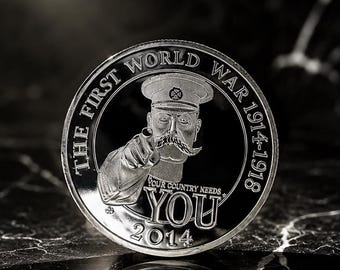 Silver plated commemorative coin, WW1 100 years anniversary british Queen Elizabeth 2012