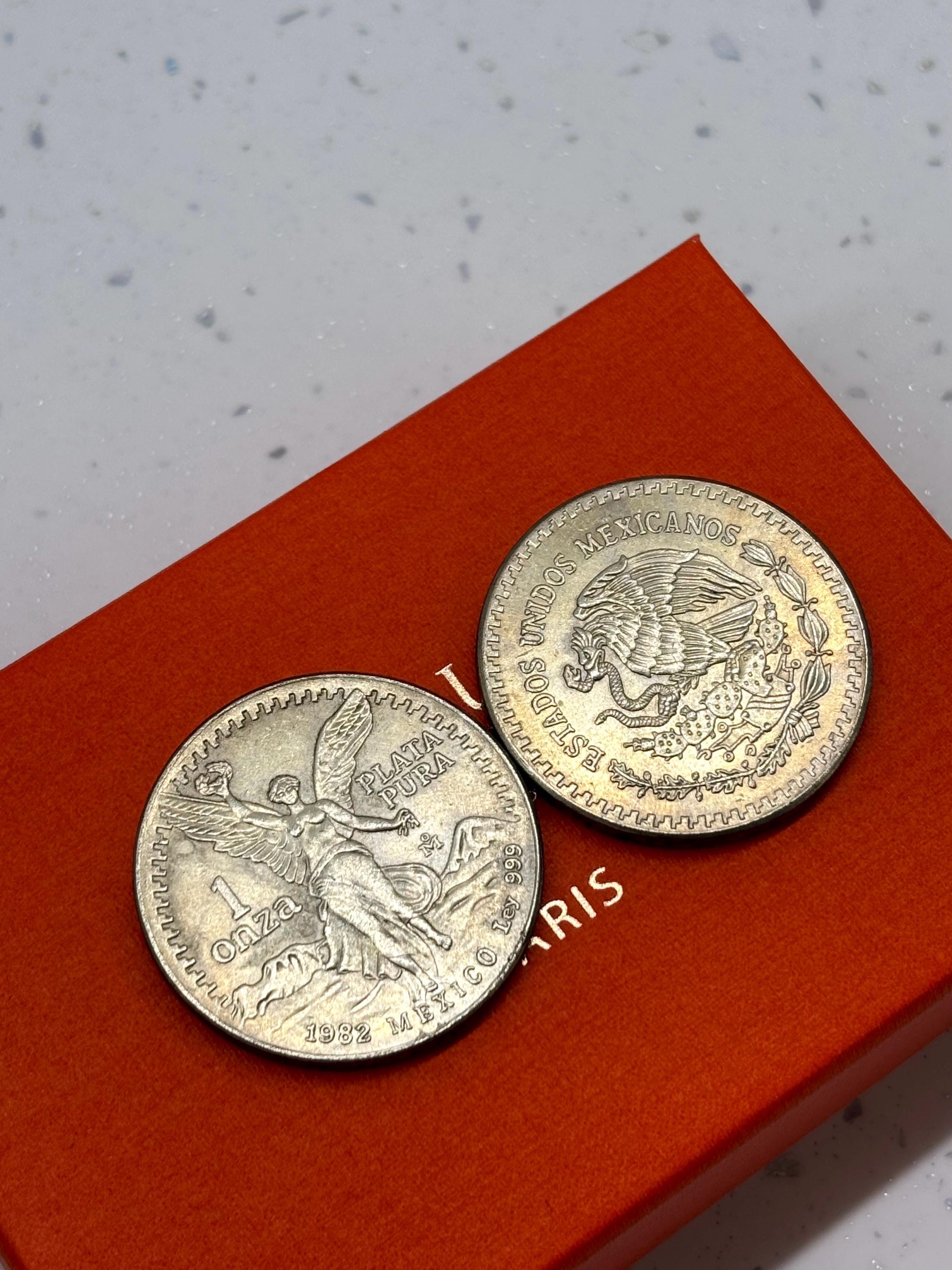 メキシコ リベルタッド 1オンサ 銀メッキコイン 1982年再鋳造記念