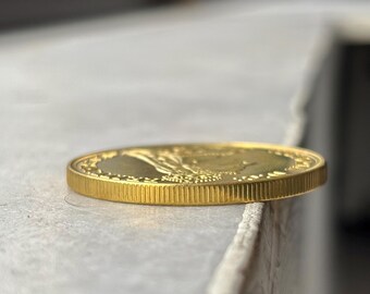 Gold Plated Coin, 5 Pounds Sovereign Queen Victoria Jubilee Head
