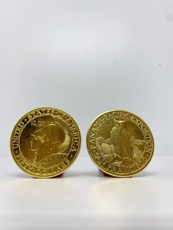Gold Plated Coin 50 Dollars Panama Pacific International