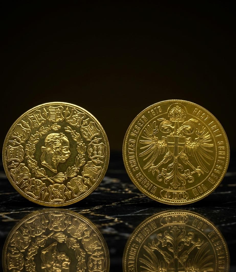 帝国の徴募兵 Imperial Recruiter foil 4set Franz Joseph I Austrian 4 Ducat Gold Plated Coin Restrike 1873