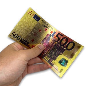 500 Euro Schein Goldbanknote Sammlerstück Banknote EUR erstaunlicher Qualität aus Kunststoff und wasserdicht 1 Stück in Plastikhülle