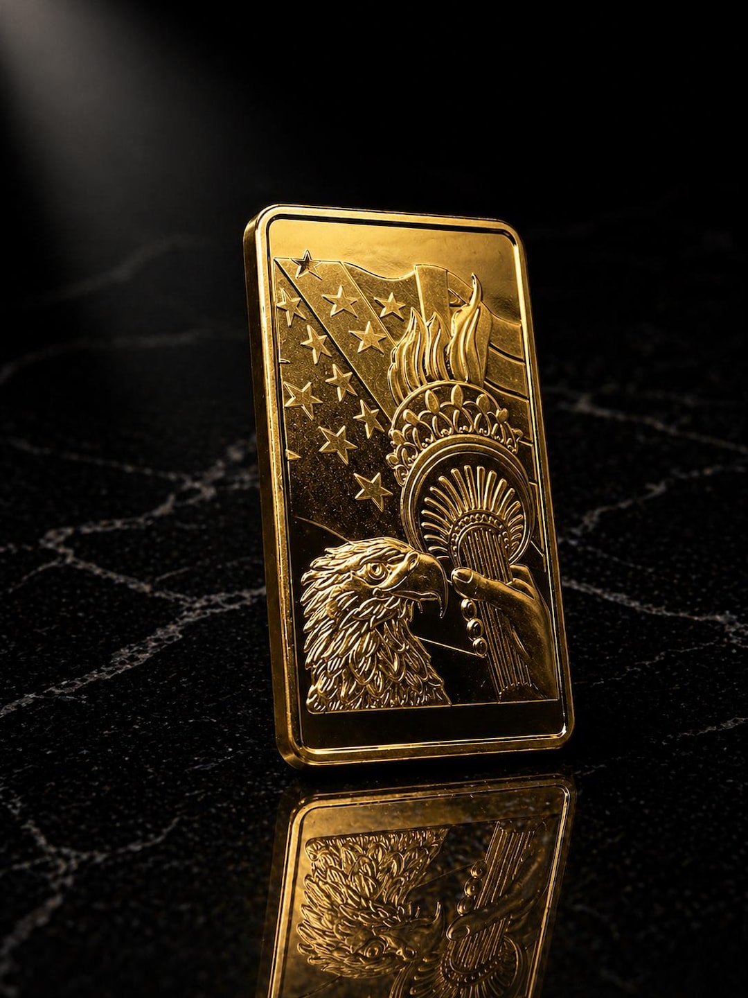 金メッキUSAバー1オンス自由の女神像100ミルレプリカ金メッキ金地金