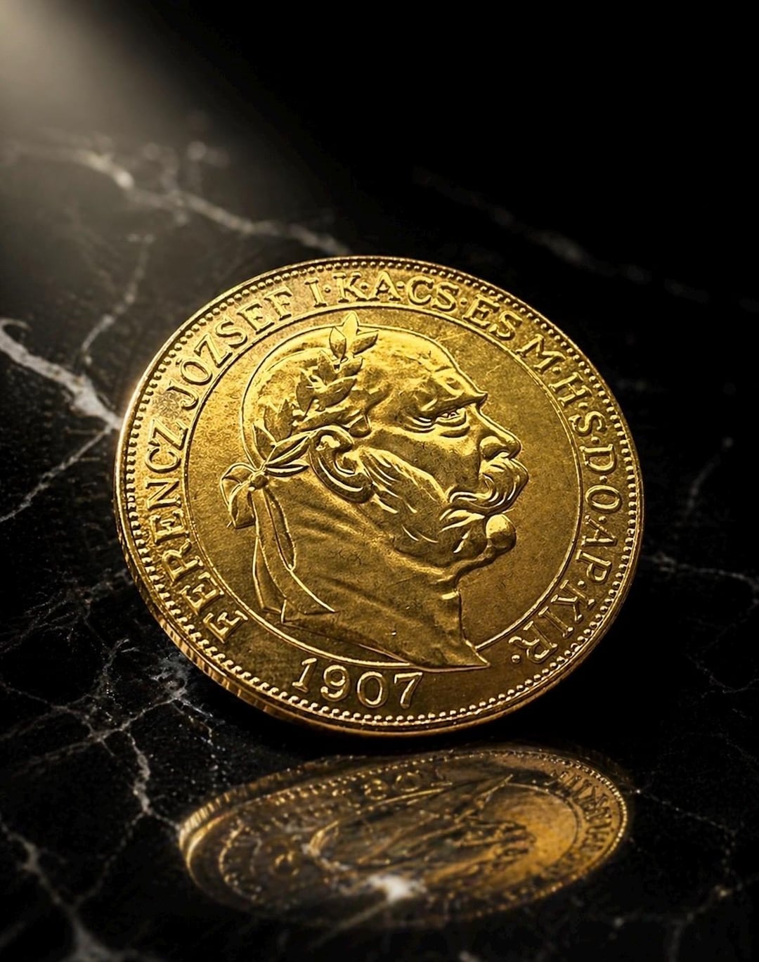 Franz Joseph I Hungary 100 Korona Gold Plated Coin 1907 REPLICA