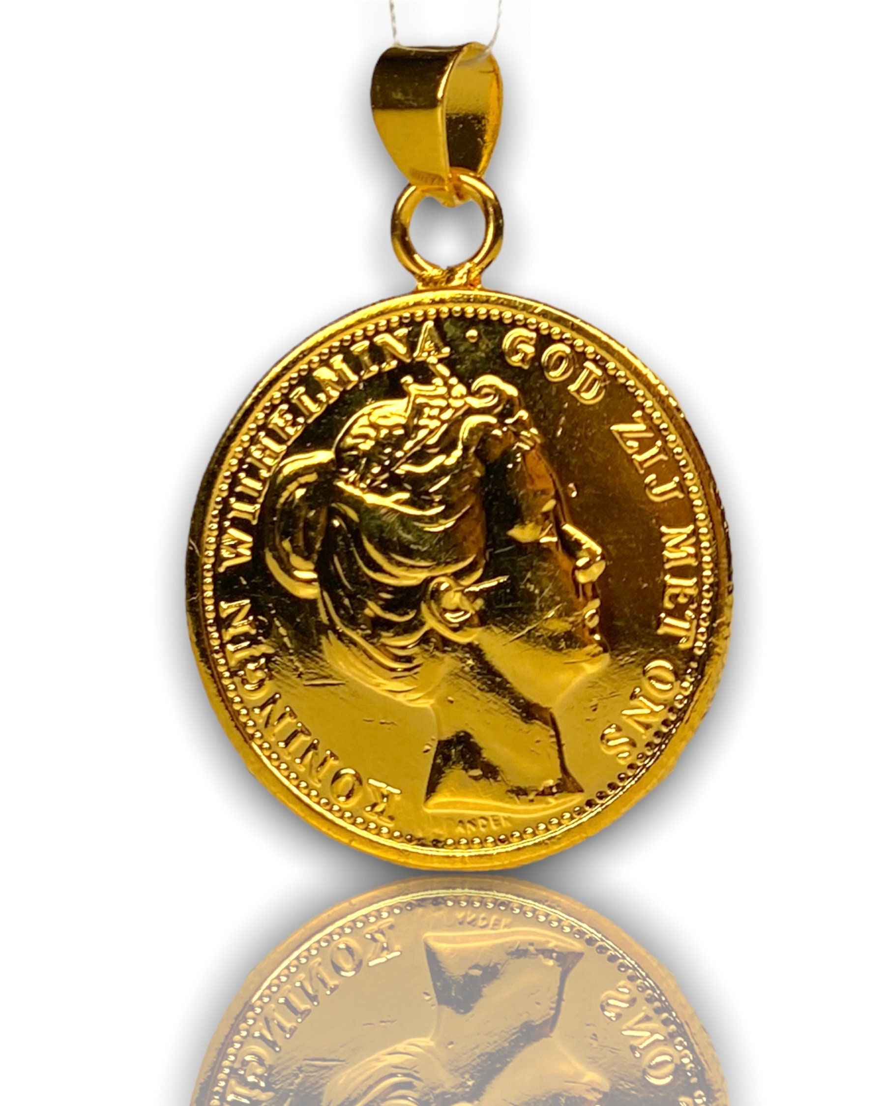 Pendant Necklace of a Gold Plated Coin Netherlands 1898 Wilhelmina I 10  Gulden Dutch Empire - Etsy