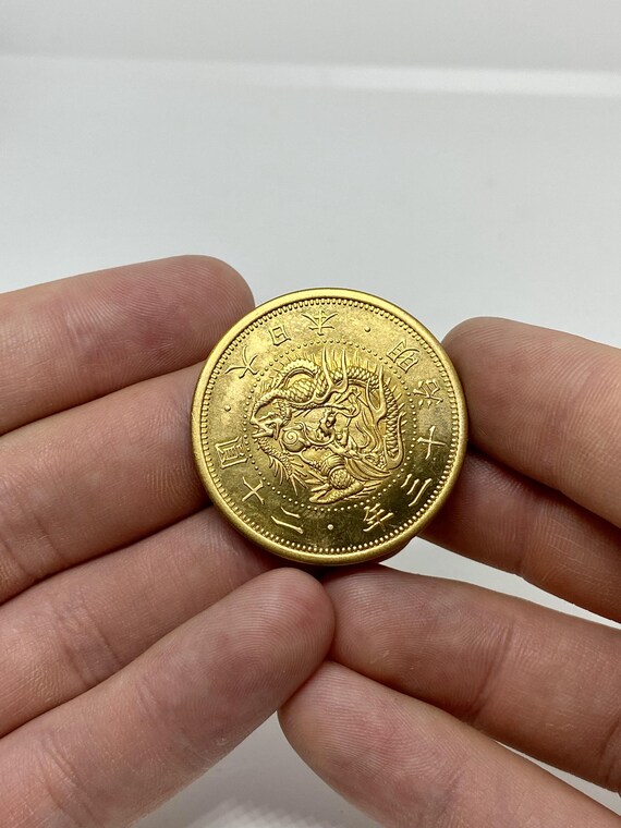 Gold Plated Coin, Japan 20 Yen- Meiji 1880 Replica Great Japan 1