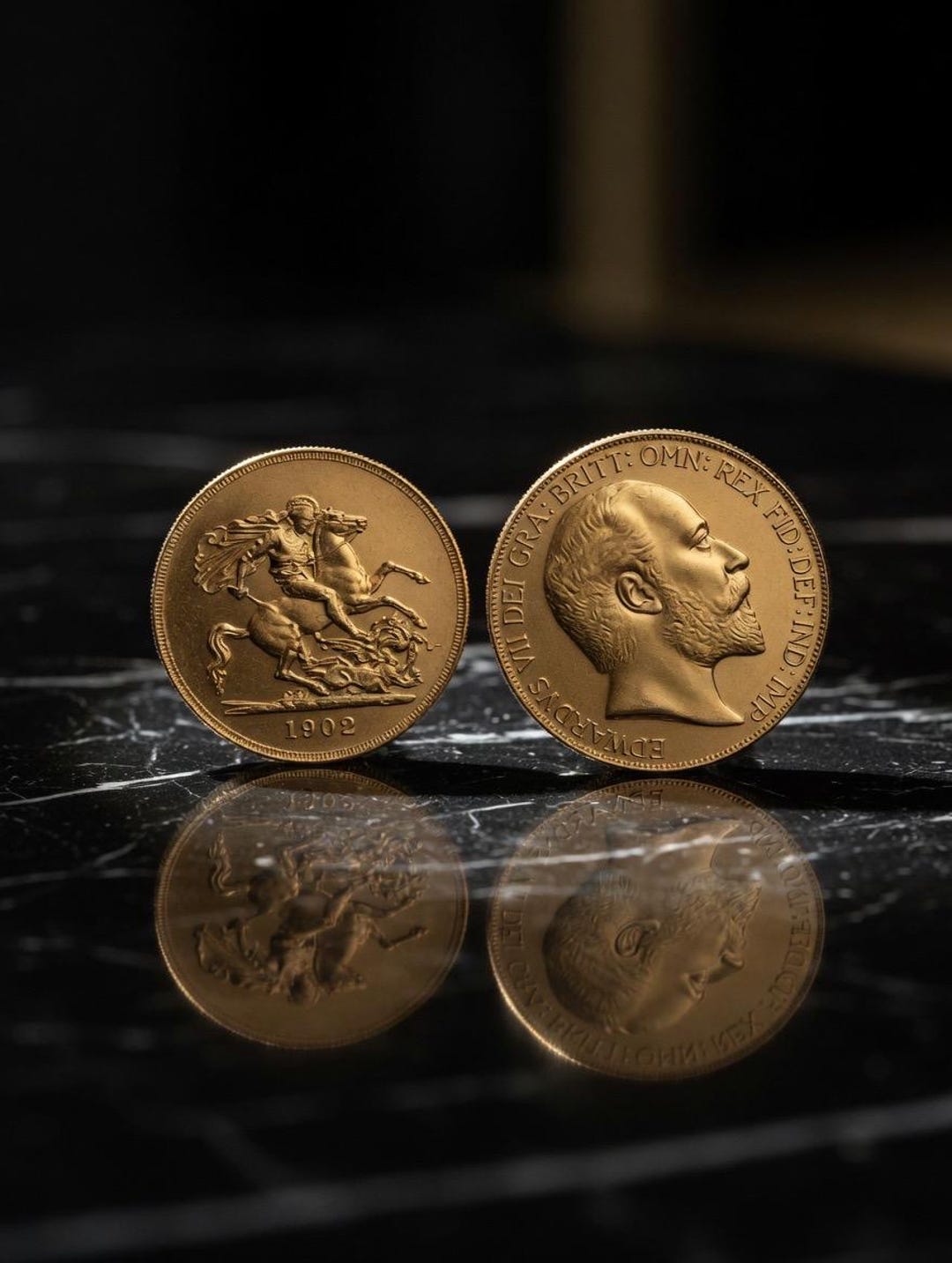 Gold Plated Coin Sovereign 22K Plated 5 Pounds Coin King Edward