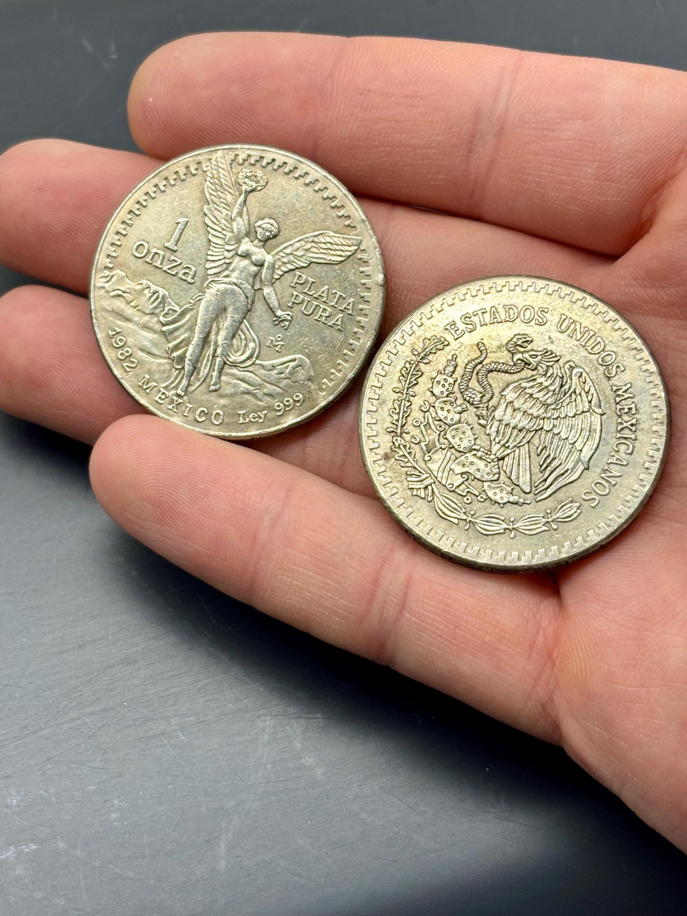 メキシコ リベルタッド 1オンサ 銀メッキコイン 1982年再鋳造記念
