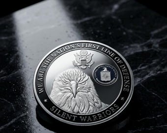 Silver plated CIA american coin concept, memorable coin, central intelligence agency United States of America
