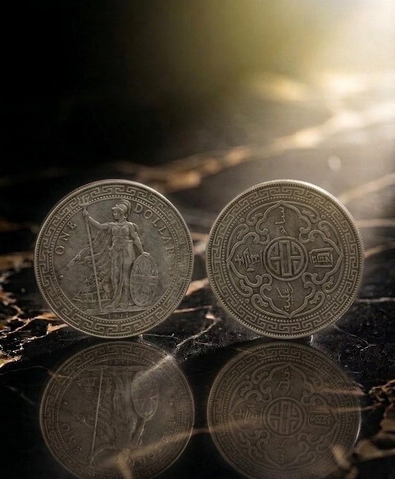 1香港ドル硬貨 1911年 英国貿易ドル 銀メッキ コインレプリカ 非磁性