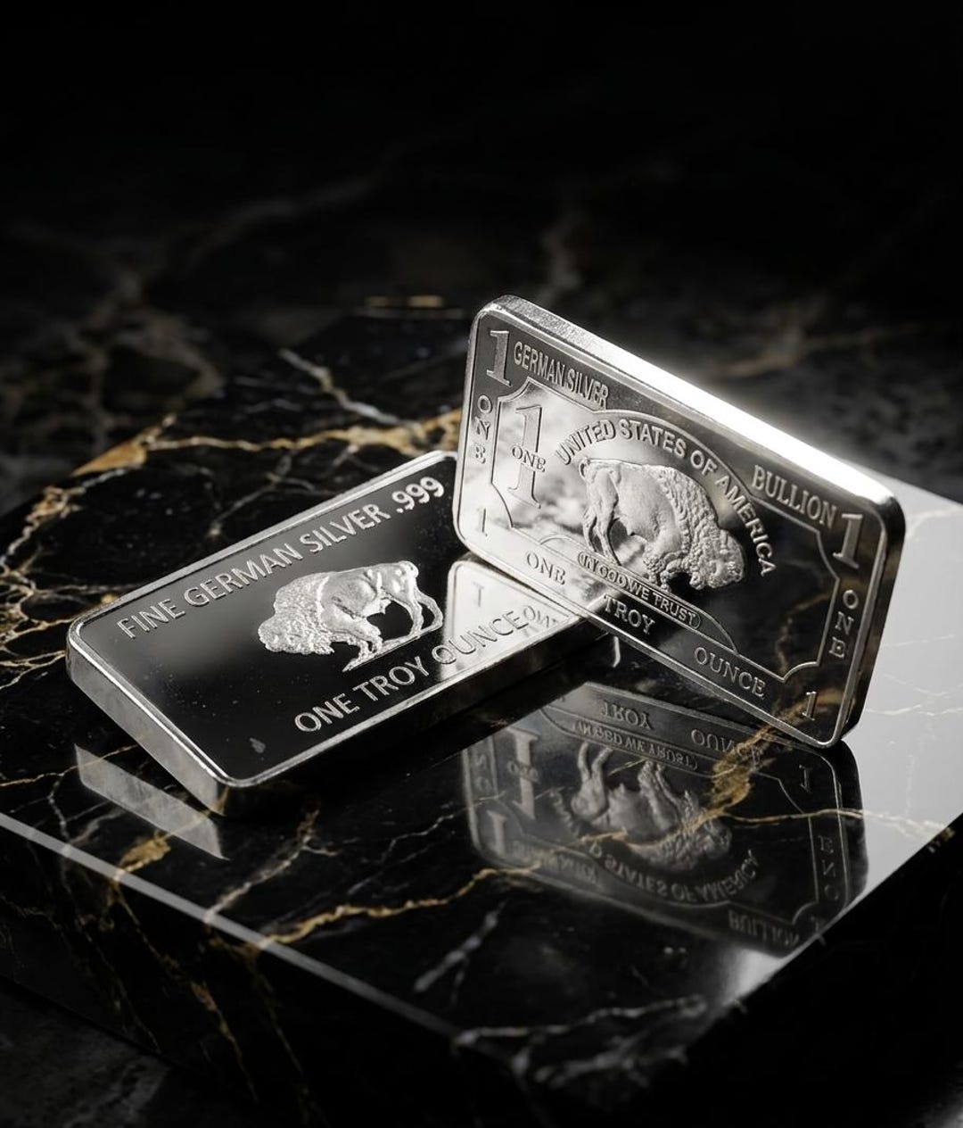 Silver USA Bullion 1OZ REPLICA German Silver Plated Bar .999