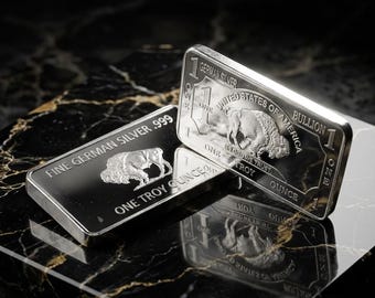 Silver USA Bullion 1OZ REPLICA German Silver Plated Bar .999