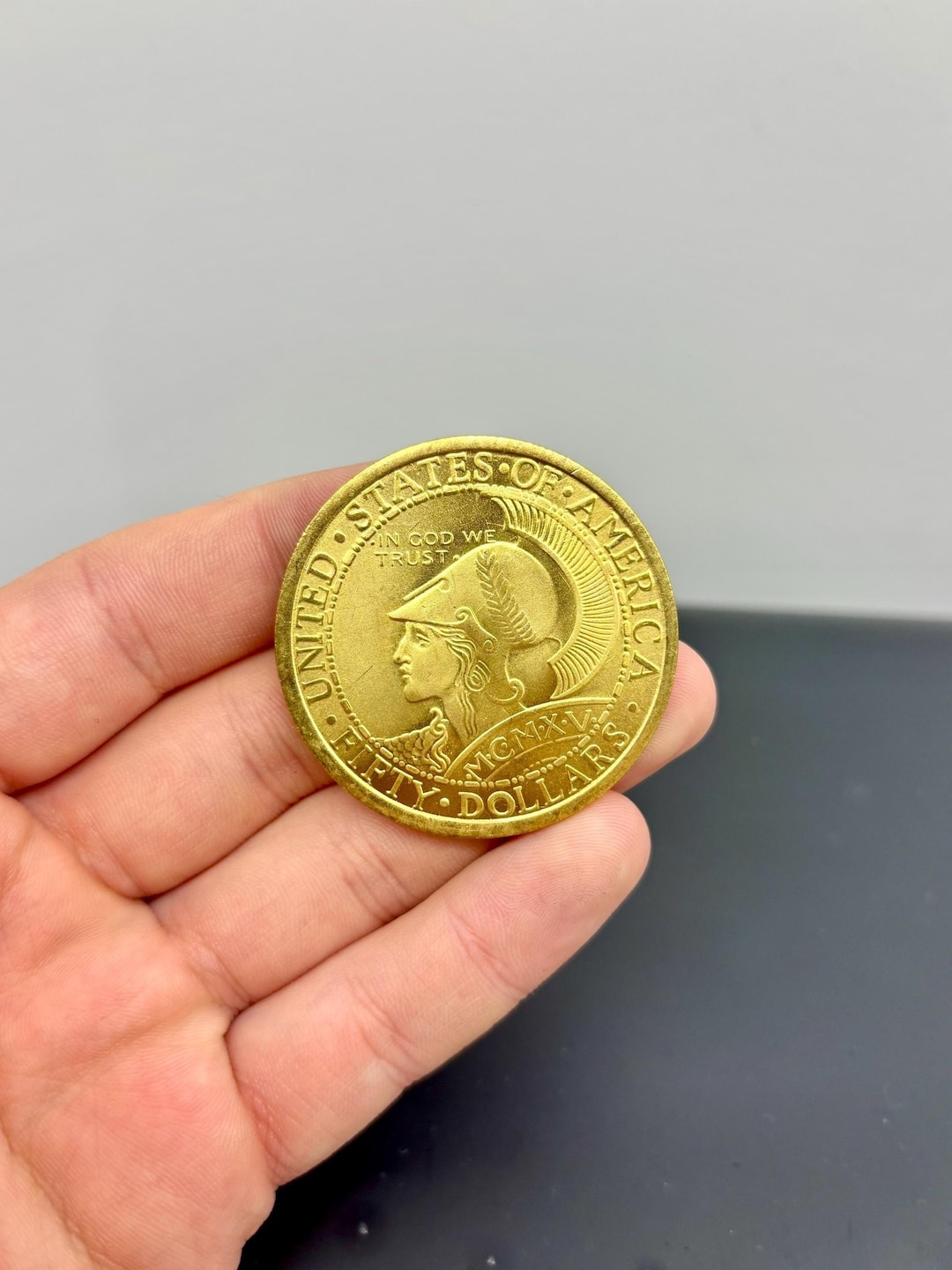 Gold Plated Coin 50 Dollars Panama Pacific International