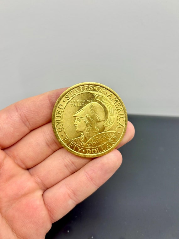 Gold Plated Coin 50 Dollars Panama Pacific International