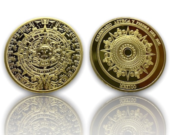 Gouden Azteekse Kalender - Vergulde munt REPLICA 1pcs Mexicaans goud