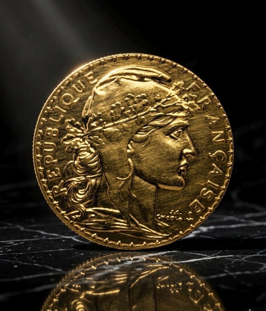 金メッキコイン 20フラン 1912年、フランス 雄鶏 ソブリン金メッキ 