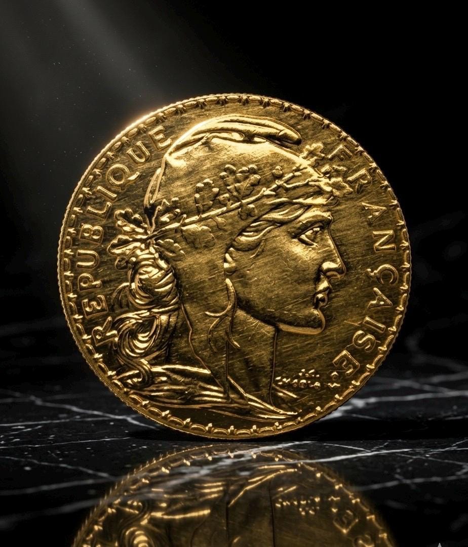 Pièce de 20 francs française « Coq » de 1911 en plaqué or - Objet de Pièce de 20 francs française « Coq » de 1911 en plaqué or - Objet de