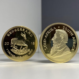 Vergoldete Münze Krügerrand 1 Unze Münze 2016 REPLIKA 1 Stück Südafrikanische Minze und Rand Raffinerie Bild 3