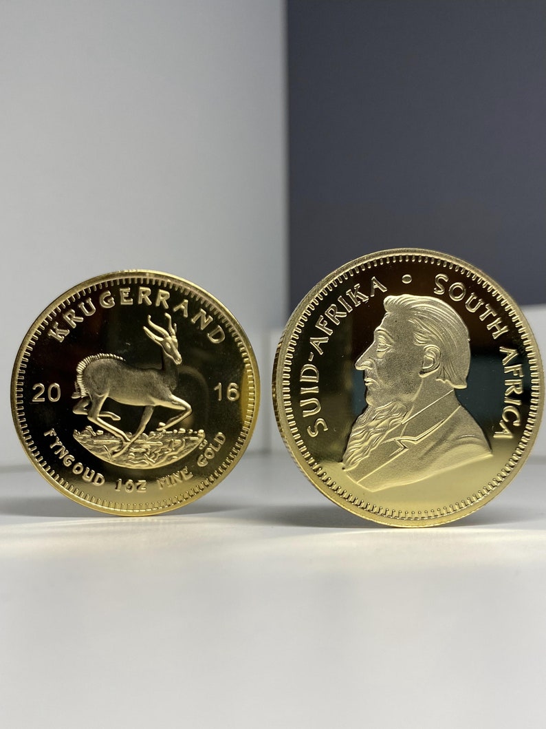 Vergoldete Münze Krügerrand 1 Unze Münze 2016 REPLIKA 1 Stück Südafrikanische Minze und Rand Raffinerie Bild 3