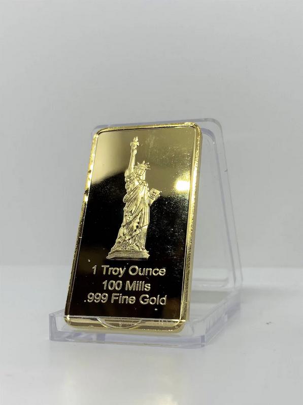 金メッキUSAバー1オンス自由の女神像100ミルレプリカ金メッキ金地金