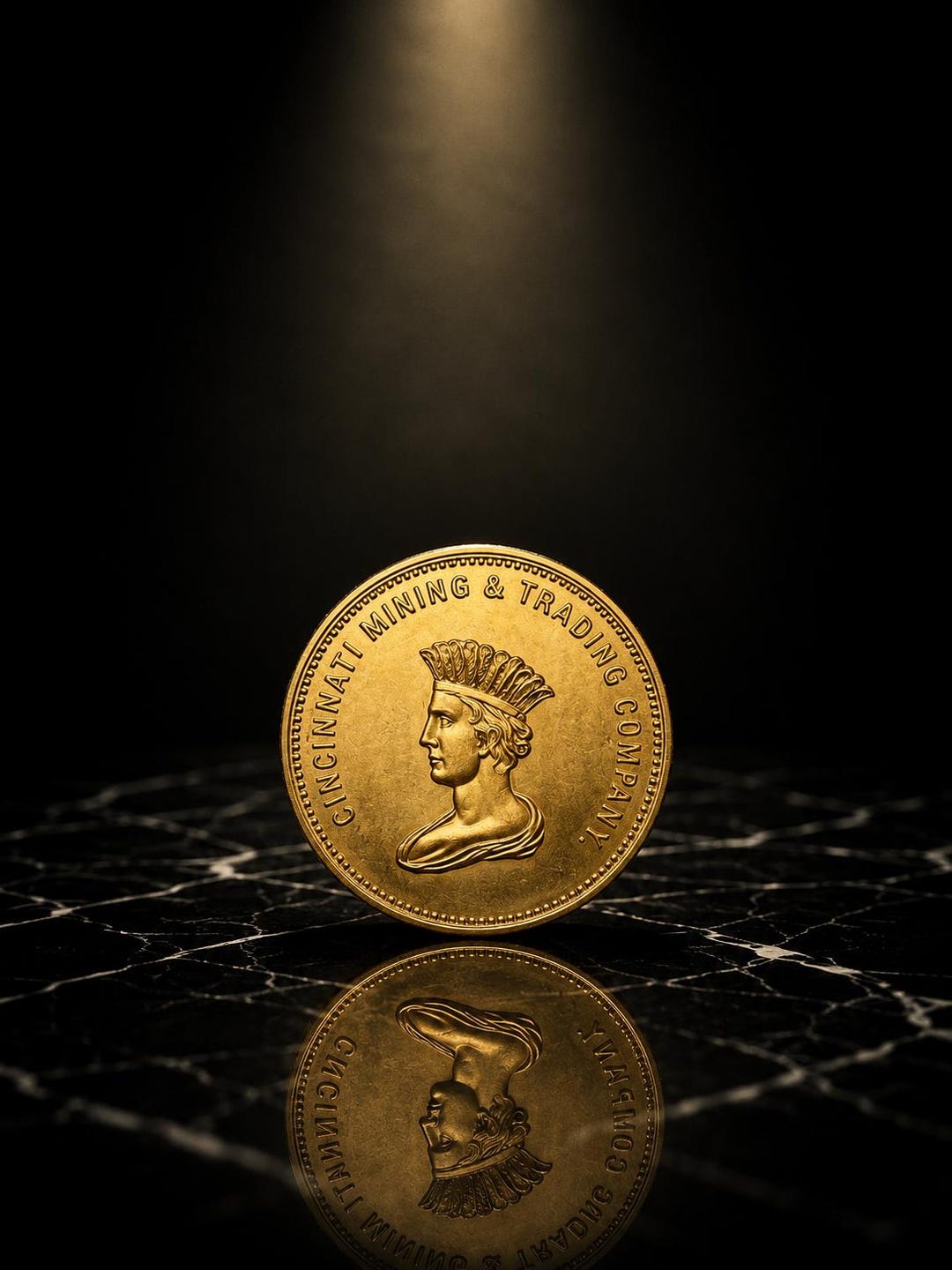 Gold Plated Coin 10 Dollars, California-cincinnati Mining