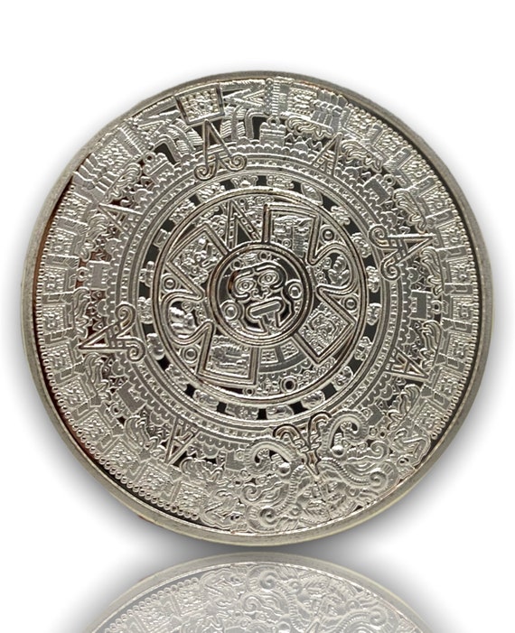 Aztec Calendar - Cuauhtemoc 1 Oz .999 Silver Plated Coin REPLICA