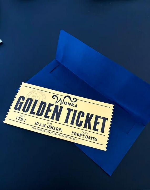 WILLY WONKA Golden TICKET Chocolate Bar 7 3/4" By 3 1/2 - Foto 8