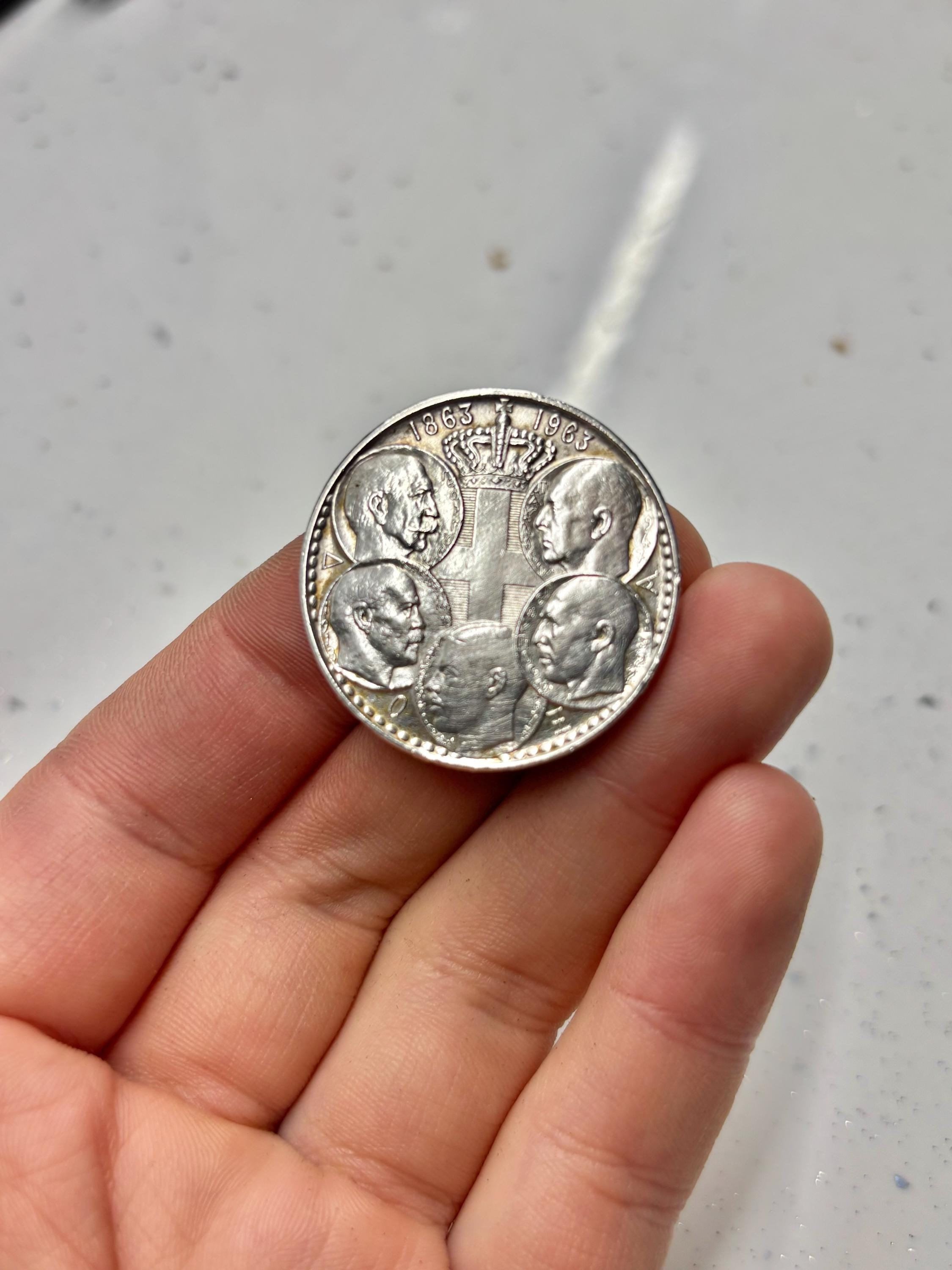 希少な1963年ギリシャ30ドラクマ銀貨 – ジョージ1世即位100周年記念