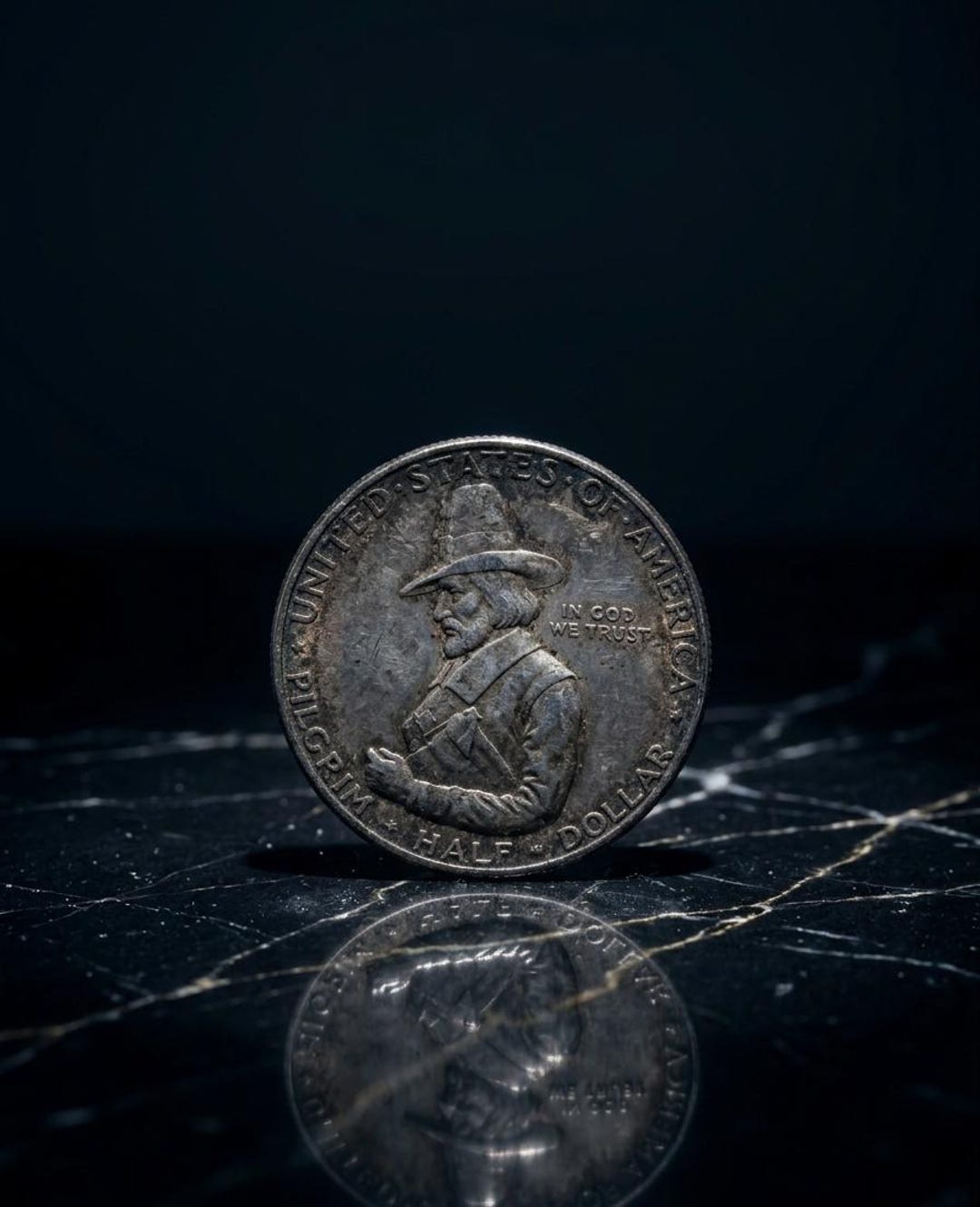 【希少】Vintage Watts Mfg.Corpアメリカ製50星　最終価格！ Silver-plated Pilgrim Half Dollar Coin | 1620 Mayflower