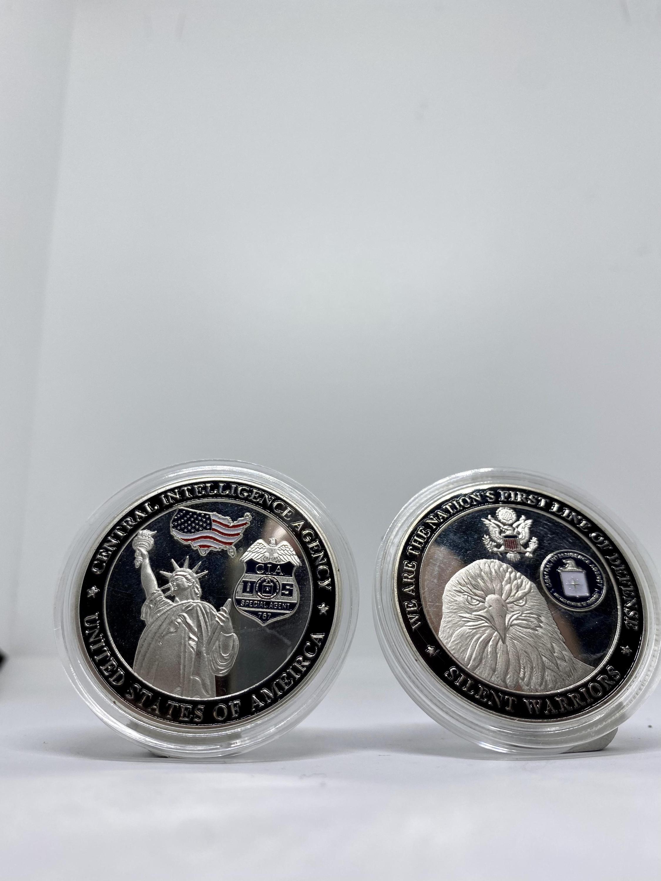 銀メッキのCIAアメリカコインのコンセプト、思い出に残るコイン、アメリカ合衆国中央情報局 - Etsy 日本