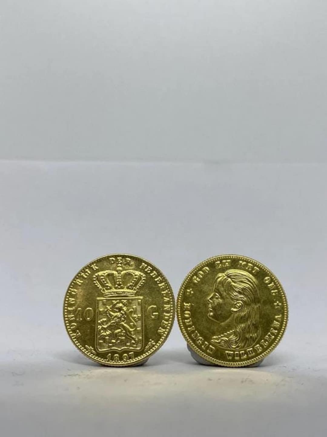 Gold Plated Coin 10 Gulden - Wilhelmina Gulden Dutch Empire