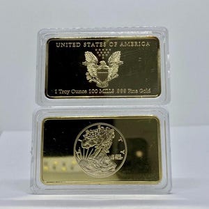 Gold USA Bar 1OZ REPLIKA vergoldete Barren Gedenktafel (Eisen gefüllt)