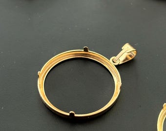 British Sovereign coin Bezel Gold 14k plated silver 925 for sovereign coins 22mm diameter, Holder Coin,