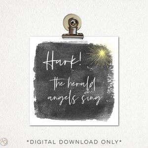 Conjunto de letras de canciones de Navidad / Hark the Herald / 12 imágenes / Descarga digital / Arte imprimible / 4x4, formato JPG / Navidad / Tarjetas