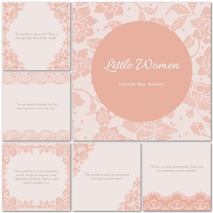Set di citazione di Piccole Donne / 9 Immagini / Download Digitale / Arte Stampabile / 5x5, JPG, PDF / Louisa May Alcott / Carte / Ispirazione