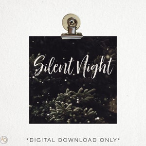 Canción de Navidad Conjunto de letras / Noche silenciosa / 15 imágenes / Descarga digital / Arte imprimible / 4x4, formato JPG / Navidad / Letras / Tarjetas