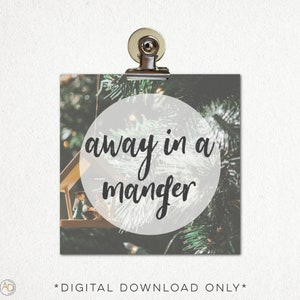 Set testi di canzoni di Natale / Away in a Manger / 12 immagini / Download digitale / Arte stampabile / 4x4, formato JPG / Natale / Cartoline