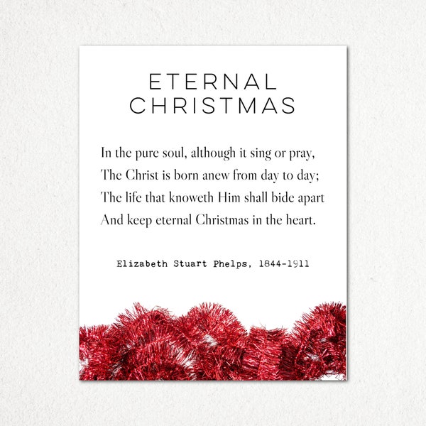 Christmas Poem | Eternal Christmas | 2 sizes | Digital Download | Printable Art | 4x4 | 8x10 | JPG | Christmas Printable | Poem