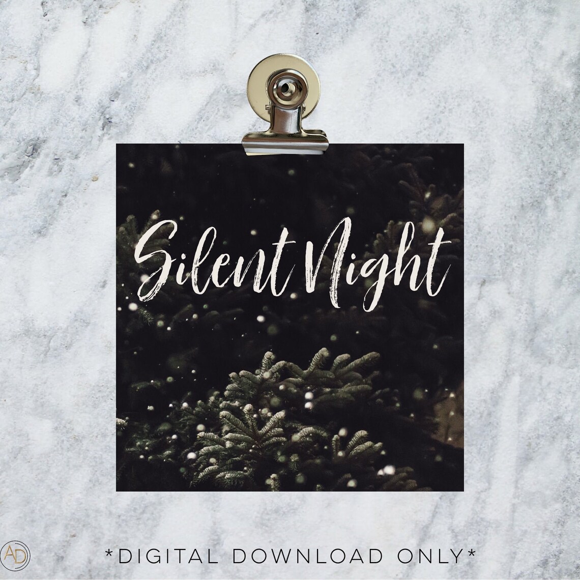 Christmas Song Lyrics Set Silent Night 15 Images Digital | Etsy