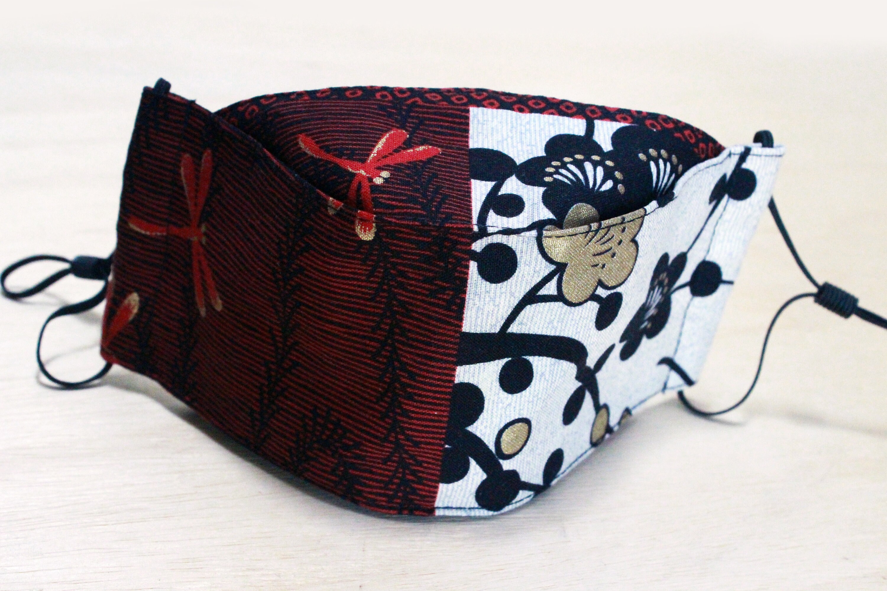 3D Origami Face Mask RED Japanese Patterned Washable & Etsy