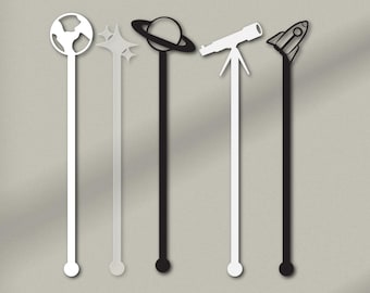 Birthday and Event Space Theme Acrylic Stir Sticks
