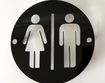 Modern Acrylic Restroom Sign | Unisex Men Women Bathroom Door Marker