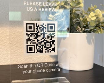 Custom QR Code Sign for Small Business | Custom Acrylic Scan to Pay, Review & Follow Display | Small Business Checkout Counter stand