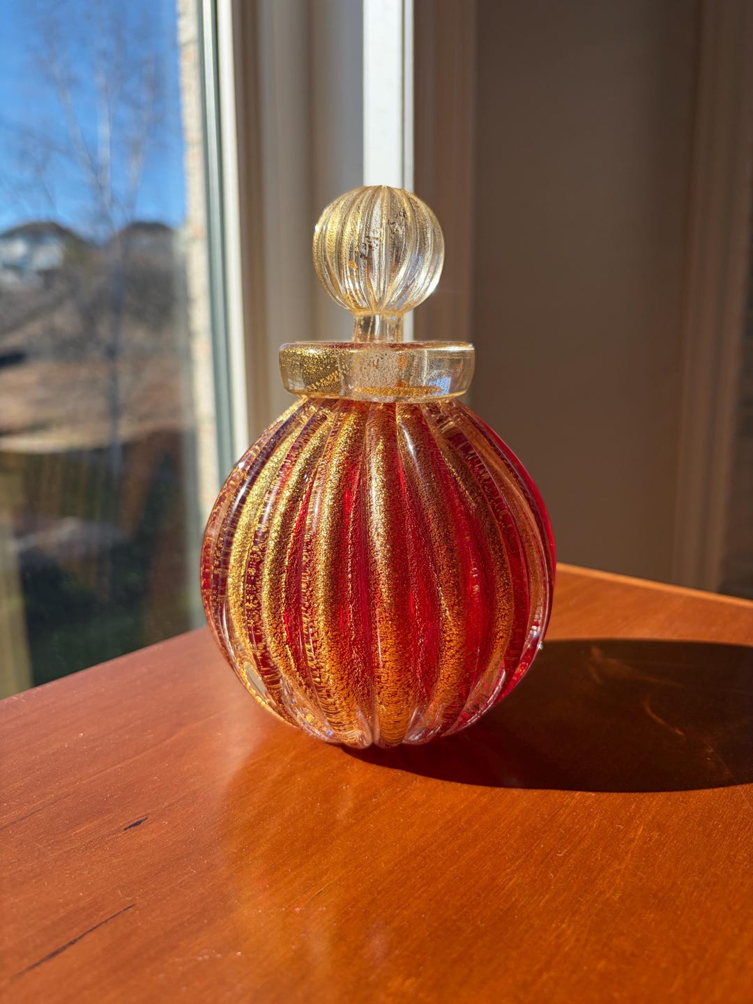 Signed Alberto Dona Murano Ruby Red Art Glass Flacon Perfume