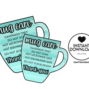 PRÊT À IMPRIMER Carte d’instructions d’entretien de la tasse, imprimable, carte d’instructions de lavage, fournitures pour petites entreprises, fichier numérique