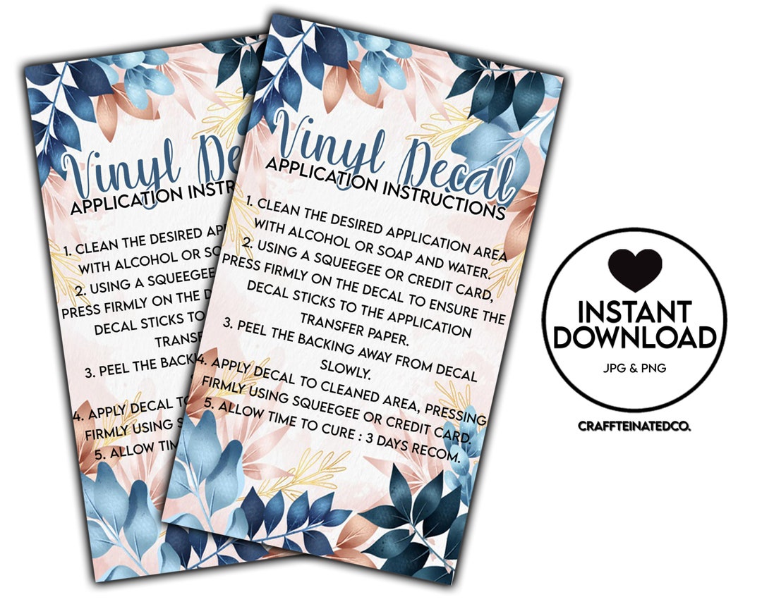 READY TO PRINT Vinyl Application Instructions Card, Printable, How to ...