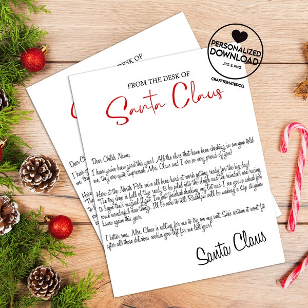 PERSONALIZED Letter From Santa, Santa Mail, Santa Claus Letter, Printable, Mail from North Pole, Christmas Letters, Letters from Santa Claus