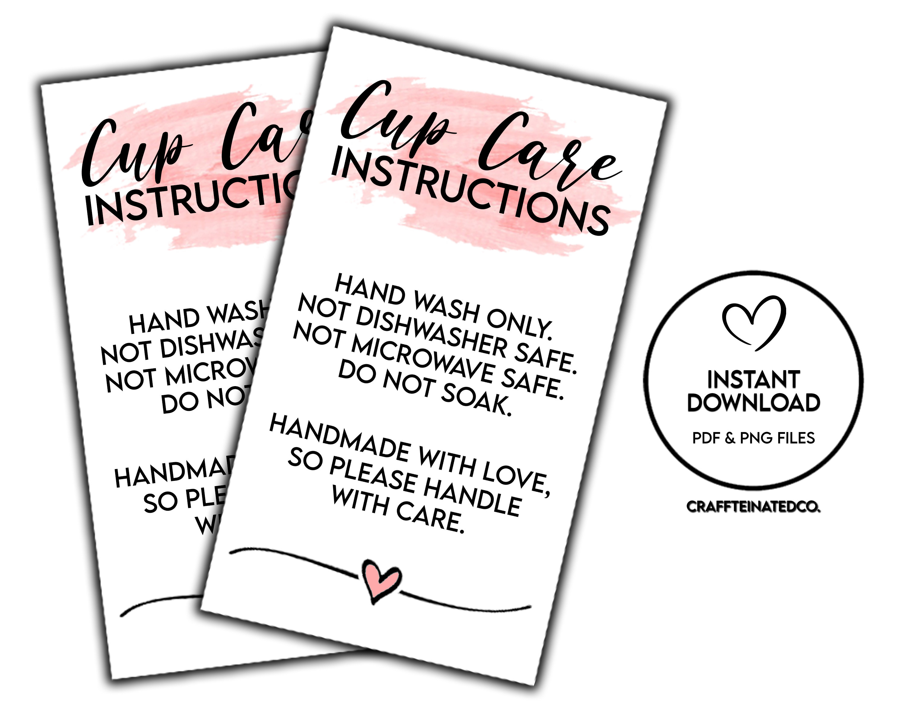 50 Tumbler Care Cards Cup Care Instructions Tumbler Care and Cleaning Cards Mug Care Instructions Blue