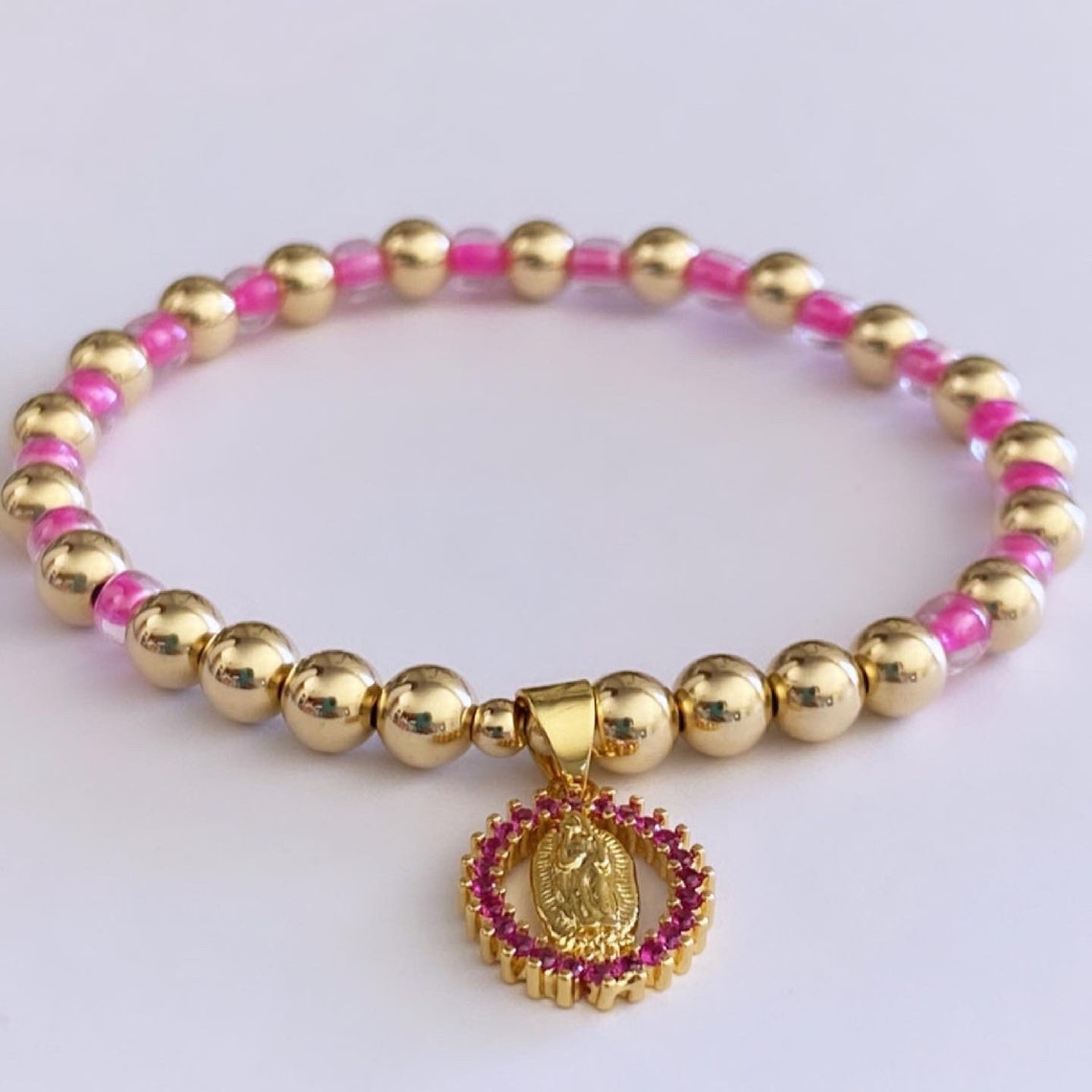 Virgin Mary Bracelet 14k Gold Filled Bracelet With Virgin Etsy